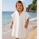 Ella Bonna %100 Müslin Pamuklu Plaj Çocuk Bebek Panço Bornoz Banyo Havlu - Beyaz - 6 - 7 Yaş