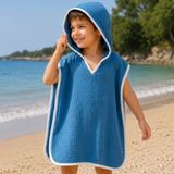 Ella Bonna %100 Müslin Pamuklu Plaj Çocuk Bebek Panço Bornoz Banyo Havlu - İndigo - 2 - 3 Yaş
