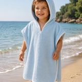 Ella Bonna %100 Müslin Pamuklu Plaj Çocuk Bebek Panço Bornoz Banyo Havlu - Mavi - 6 - 7 Yaş