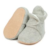 Ella Bonna Bebek Patiği Kaydırmaz Taban, Polar Bebek Panduf Organik Pamuk Astarlı, 0-6 Ay Pamuklu Yenidoğan Pandufu Ev Kreş Ayakkabı, Bebek Ayakkabısı, Bebek Peluş Ev Terliği Patik Basic Gri