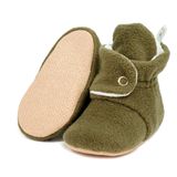Ella Bonna Bebek Patiği Kaydırmaz Taban, Polar Bebek Panduf Organik Pamuk Astarlı, 0-6 Ay Pamuklu Yenidoğan Pandufu Ev Kreş Ayakkabı, Bebek Ayakkabısı, Bebek Peluş Ev Terliği Patik Basic Haki