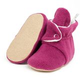 Ella Bonna Bebek Patiği Kaydırmaz Taban, Polar Bebek Panduf Organik Pamuk Astarlı, 12-18 Ay Pamuklu Yenidoğan Pandufu Ev Kreş Ayakkabı, Bebek Ayakkabısı, Bebek Peluş Ev Terliği Patik Basic Mor