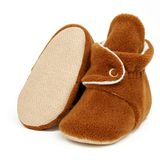 Ella Bonna Bebek Patiği Kaydırmaz Taban, Polar Bebek Panduf Organik Pamuk Astarlı, 24-36 Ay Pamuklu Yenidoğan Pandufu Ev Kreş Ayakkabı, Bebek Ayakkabısı, Bebek Peluş Ev Terliği Patik Basic Taba