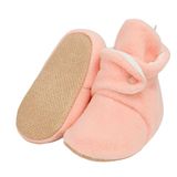 Ella Bonna Bebek Patiği Kaydırmaz Taban, Polar Bebek Panduf Organik Pamuk Astarlı, 6-12 Ay Pamuklu Yenidoğan Pandufu Ev Kreş Ayakkabı, Bebek Ayakkabısı, Bebek Peluş Ev Terliği Patik Basic Pembe
