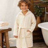 Ella Bonna Kapüşonlu Kız Erkek Bebek Çocuk %100 Pamuklu Bornoz Müslin Renk Seçenekli - Ekru - 5-6 Yaş