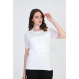Ella Camelia 19E056 Taş Detaylı Ekru Kadın Bluz