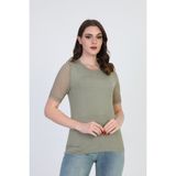 Ella Camelia 19E056 Taş Detaylı Haki Kadın Bluz