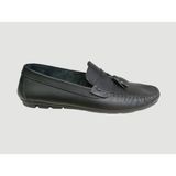 Ella E-1026 Erkek Püsküllü Loafer Ayakkabı - Siyah Baskılı Cilt