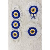 Ella Hat-Craft Nazar boncuğu 3'lü set + Sabunluk lif hediyeli çeyizlik el örgüsü lif seti