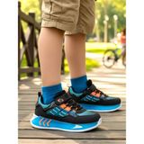 Ellaboni Erkek Çocuk Siyah Oranj Yumuşak Comfort Taban Spor Ayakkabı Terletmez Triko Sneaker - Siyah - Oranj