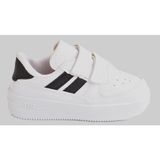 Ellaboni Günlük Unisex Çocuk Şeritli Beyaz Sneaker Cırtlı Hafif Rahat Spor Ayakkabı - Beyaz - Siyah