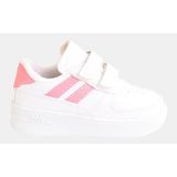 Ellaboni Günlük Unisex Çocuk Şeritli Beyaz Sneaker Cırtlı Hafif Rahat Spor Ayakkabı - Pembe - Beyaz