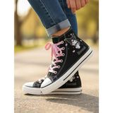 Ellaboni Kız Çocuk Kromi&melody Baskılı Siyah Bilekli Keten Spor Ayakkabı Sneaker - Siyah - Pembe