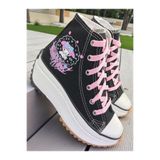 ellaboni Kromi Melody Baskılı Siyah Yüksek Taban Bilekli Spor Ayakkabı Sneaker