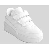 Ellaboni Unisex Çocuk Beyaz Sneaker Cırtlı Hafif Spor Ayakkabı Düz Tabanlı Rahat Kullanım
