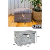 ellahomedekor 2 Adet Keçe Kapaklı Çok Amaçlı Mini Kutu Saklama Kutusu 35x24x24 Cm