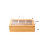 ellahomedekor 6 Bölmeli Bambu Poşet Çay Kutusu 16x24cm Bambu Organizer Kutu Takı Aksesuar Kutusu