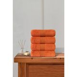 Ellaline 3'lü El Yüz Havlu Seti %100 Pamuk Sertifikalı Baş Havlusu | Mutfak Çeyizlik 50X90CM Kiremit Turuncu - 50 x 90 cm