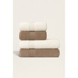 Ellaline 4'lü Banyo Havlusu Seti %100 Pamuk Sertifikalı Vücut - Baş | Çeyizlik 50X90 - 70X140 Krem Bej - 70 x 140 cm - 50 x 90 cm - Krem - Bej