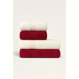 Ellaline 4'lü Banyo Havlusu Seti %100 Pamuk Sertifikalı Vücut ve Baş | Çeyizlik 50X90 - 70X140 Krem - Bordo - 70 x 140 cm - 50 x 90 cm - Bordo - Krem