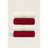 Ellaline 4'lü El Yüz Havlusu Seti %100 Pamuk Sertifikalı Banyo | Mutfak | Çeyizlik 50X90CM Krem - Bordo - 50 x 90 cm - Bordo - Krem