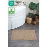 Ellaline Ayak Havlusu %100 Pamuk Sertifikalı Taş Desenli Jakarlı Banyo Paspası Üstün Emici Kahverengi 50x70cm
