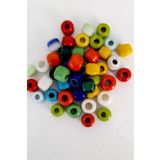 ella'nın çarşısı 15 Adet Oval El Yapımı Cam 10 Farklı Renk Boncuk Geniş Delikli 9 Mm X 7 Mm Bodrum Boncuğu Yuvarlak