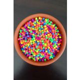 ella'nın çarşısı 200 Adet 5mm Canlı Karışık Renkli Delikli Yuvarlak Plastik Boncuk , Takı Yapım Boncuğu