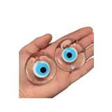 ella'nın çarşısı 5 Adet 5 cm Şeffaf Delikli Cam Nazar Boncuğu. Ağaç Duvar Süsleme Dekoratif Nazar.
