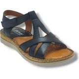 Ellanor S-553-26 Hakiki Deri Cırtlı Anatomik Taban Kadın Sandalet - Siyah