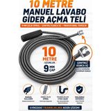 Ellante 10 Metre 9 mm Manuel Lavabo Gider Açma Teli Çentikli Kanca Uçlu Çelik Spiral Boru Tıkanıklık Açıcı Susta