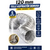 ellante 120 mm 5 Metre Telli Alüminyum Esnek Aspiratör Borusu Davlumbaz Havalandırma Borusu