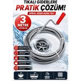 Ellante 3 Metre Profesyonel Spiral Gider Açma Sustası Teli Lavabo Boru Kanalizasyon Tıkanıklık Açıcı Çelik Yay Temizleme Aparatı
