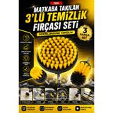 ellante 3 Parça Matkap Temizlik Fırçası Seti Sert Naylon Kıl Jant Fayans Derz Lavabo Koltuk Temizleme Fırçası