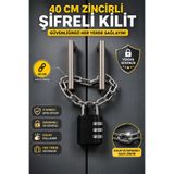 ellante 40 CM Zincirli Şifreli Kilit – 3 Haneli Kombinasyonlu Çelik Zincir Dolap & Çanta Güvenlik Kilidi Yur