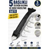 Ellante 5 Başlıklı Silikon Kazıma ve Derz Düzeltme Seti Paslanmaz Çelik Uçlu Silikon Sökme Aparatı Derz Çekme El Aleti