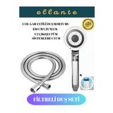 Ellante 5 Fonksiyonlu Su Tasarruflu Çelik Paslanmaz Su Çıkışlı Filtreli Turbo Duş Başlığı Hortum Set