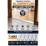 Ellante 90 cm Kendinden Yapışkanlı Alüminyum Kapı Eşik Profili 5'li Paket Parke Laminat Seramik Geçiş Çıtası Metal Zemin Eşik Bandı Delmesiz Montaj