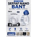 ellante Çift Taraflı Şeffaf Nano Bant 18 mm x 1 Metre Güçlü Yapışkan İz Bırakmayan Suya Dayanıklı Montaj Bandı