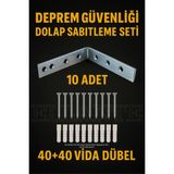 Ellante Deprem Güvenliği Dolap Sabitleme Seti 7.5 cm Uzunluk 2 cm Genişlik Eşya Duvara Sabitleyici Aparatı