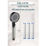 Ellante Filtreli Arıtmalı Masajlı Çok Fonksiyonlu Siyah Elit Duş Başlığı + 3 Adet Filtre