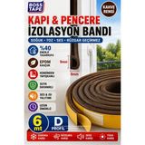 Ellante Kapı Pencere Izolasyon Bandı 6 Metre D Profil Epdm Kauçuk Kendinden Yapışkanlı Isı Ses Toz Rüzgar Yalıtım Bandı 6x9 mm Kahverengi - 6 x 9 mm