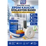Ellante Kauçuk Pencere Kapı Izolasyon Bandı 5 Metre Kendinden Yapışkanlı Isı Ses Toz Rüzgar Yalıtım Bandı Beyaz