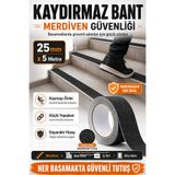 ellante Kaydırmaz Bant 25 mm x 5 Metre, Pütürlü Yüzeyli Güçlü Yapışkanlı Merdiven Banyo Rampa Zemin Güvenlik Bandı