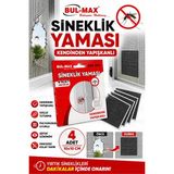 Ellante Kendinden Yapışkanlı Sineklik Yaması 4 Adet 10X10 cm Sineklik Tamir Bandı Delik Yırtık Onarım Yaması Siyah