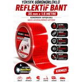 Ellante Kırmızı Reflektif Bant 3.5 cm x 1.5 Metre Kendinden Yapışkanlı Gece Görünürlük Güvenlik Bandı Bisiklet Motosiklet Araç Için