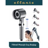 Ellante Masajlı Çok Fonksiyonlu Ayarlanabilir Filtreli Arıtmalı Krom Duş Başlığı El Duşu Lüks Kalite