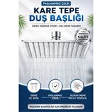 Ellante Paslanmaz Çelik Yağmur Duş Başlığı Kare Krom Tepe Duş Başlığı Geniş Su Dağılımlı Standart 1/2" Bağlantı
