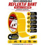 Ellante Sarı Reflektif Bant 3,5 cm x 1.5 Metre Kendinden Yapışkanlı Gece Görünürlük Güvenlik Bandı Bisiklet Motosiklet Araç