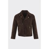 Elle Kahve Deri Erkek Ceket - XL